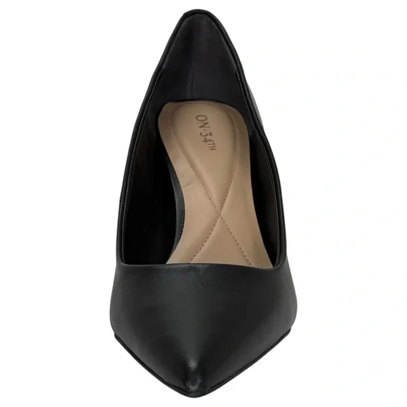 ON 34th Jeules Black Leather Womens Heels Size 10M - Picture 6 of 10